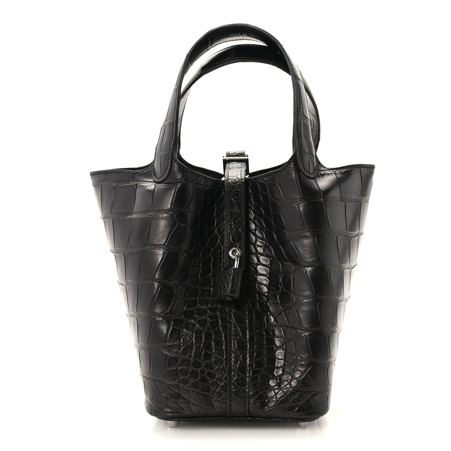 Hermes Matte Alligator Picotin Lock 18 Black 1 of 12
