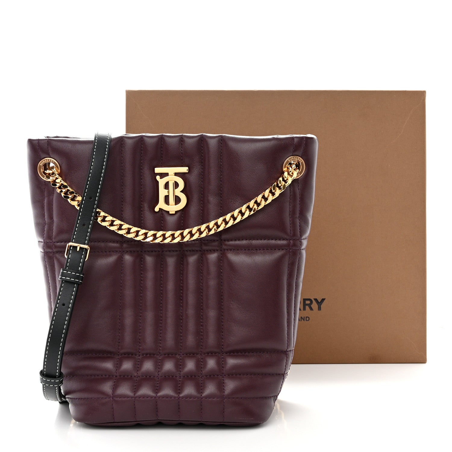 Burberry Lambskin Quilted Small Lola Bucket Bag Deep Maroon 11 of 11