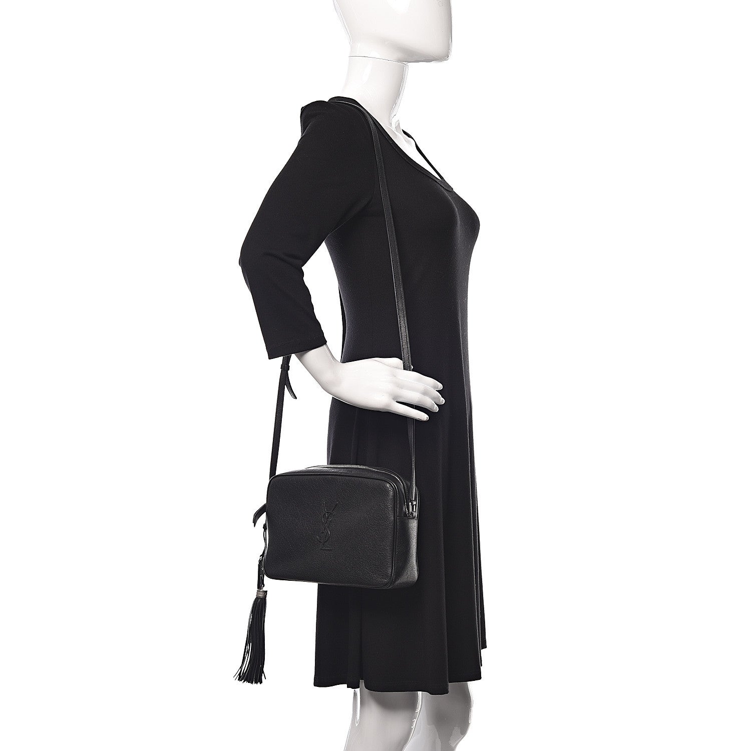 Saint Laurent Lambskin Monogram Small Lou Camera Bag Black 2 of 10