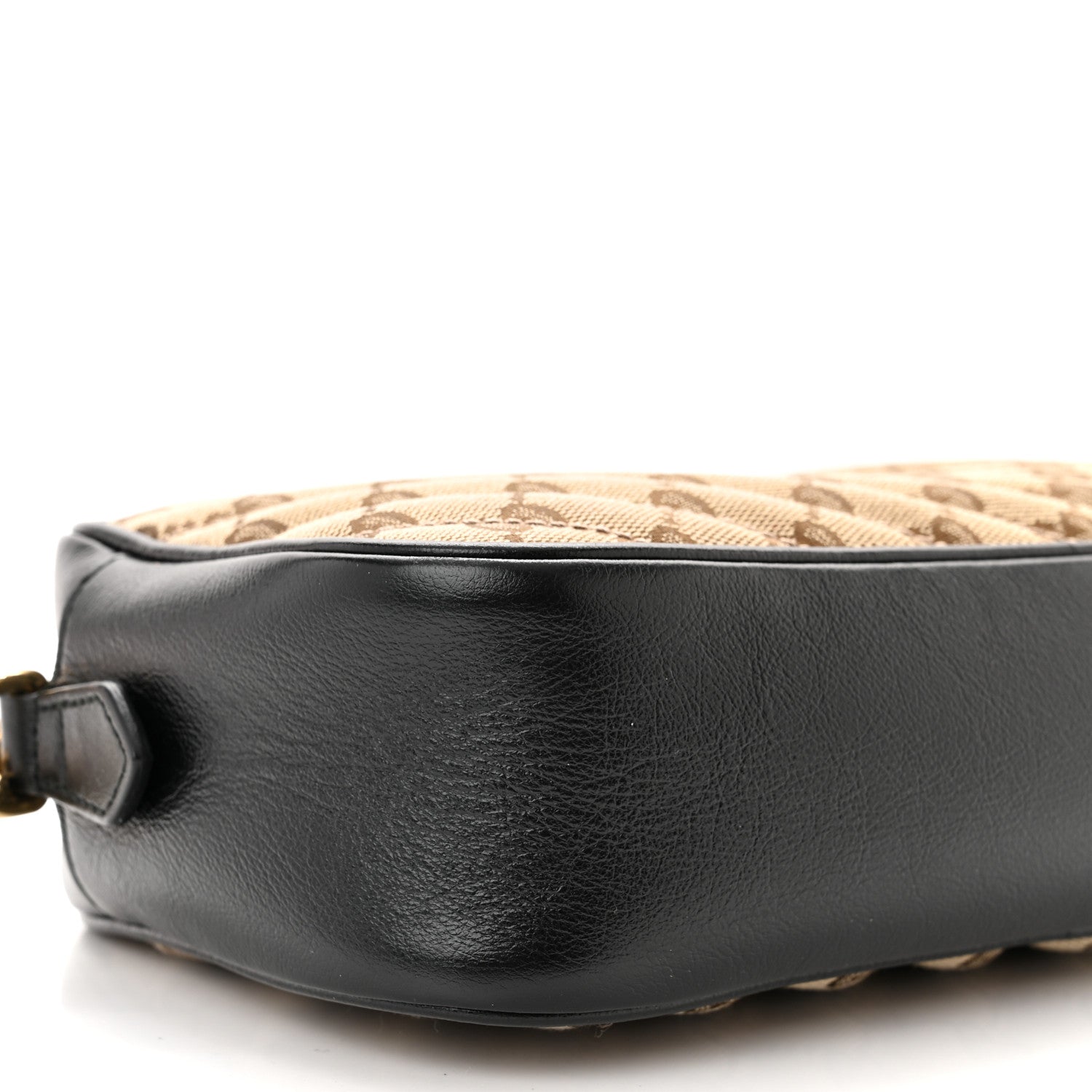 Gucci Monogram Matelasse Diagonal Small GG Marmont Chain Shoulder Bag Beige Black 9 of 11