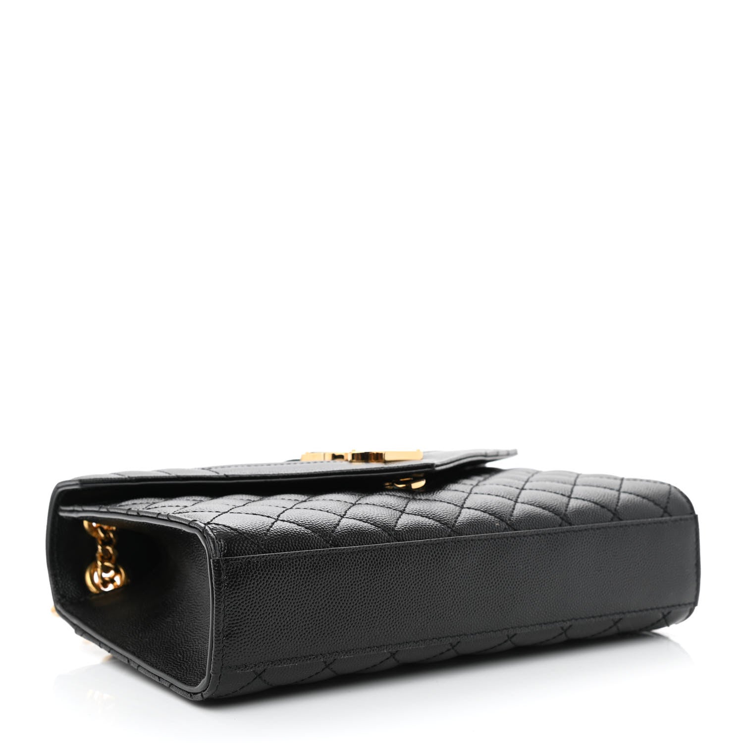 Saint Laurent Grain De Poudre Textured Mixed Matelasse Triquilt Medium Monogram Satchel Black 4 of 11
