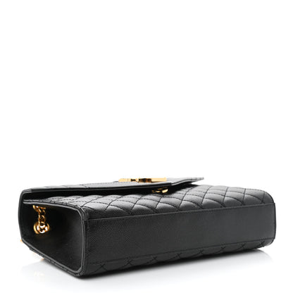 Saint Laurent Grain De Poudre Textured Mixed Matelasse Triquilt Medium Monogram Satchel Black 4 of 11