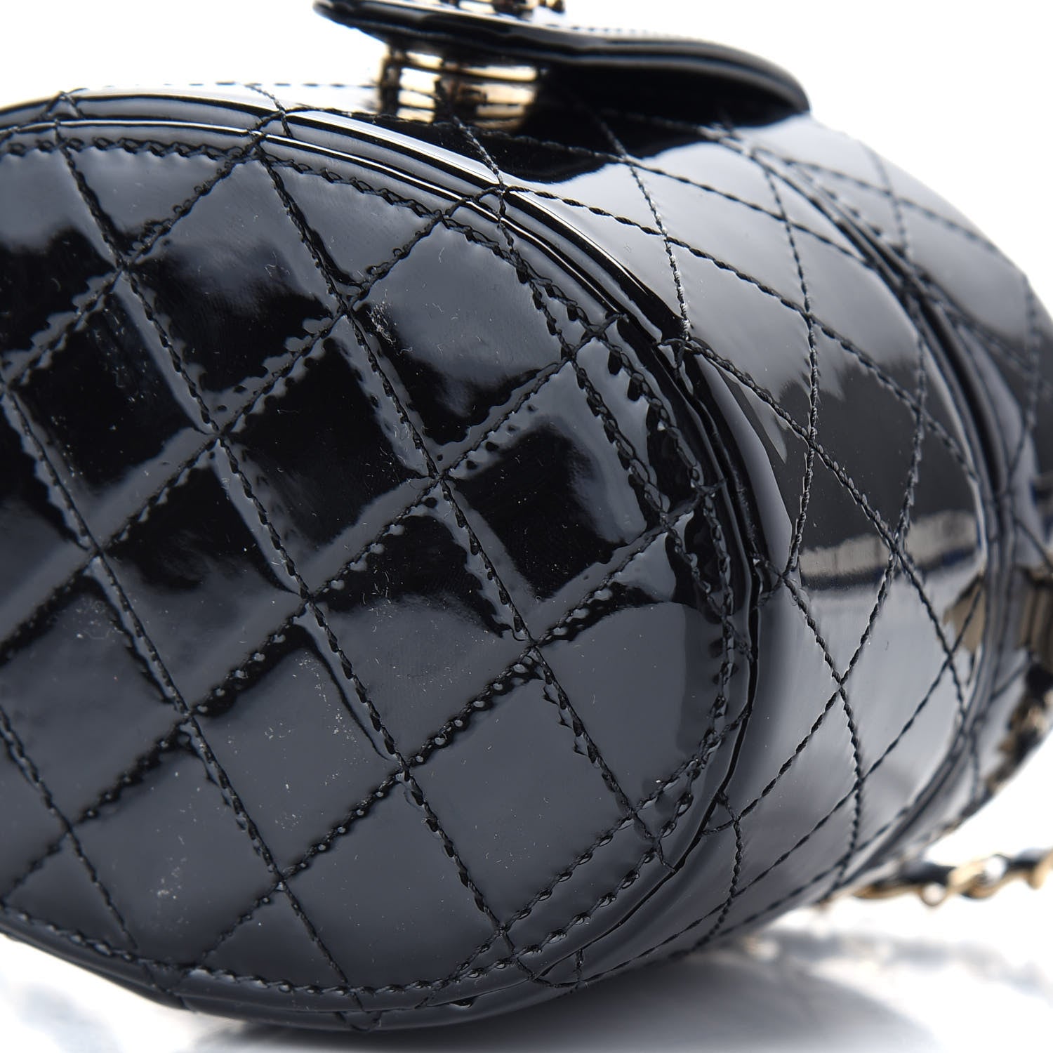 Chanel Patent Quilted Round Small Vanity With Chain Black 8 of 9