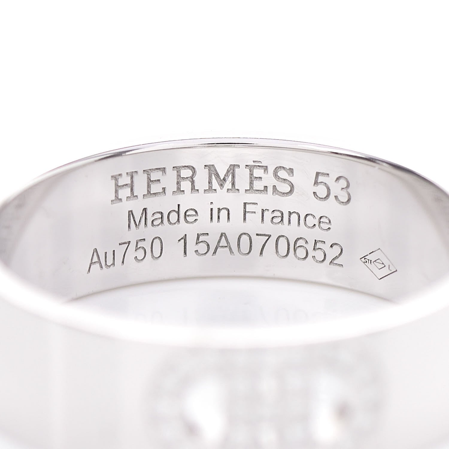 Hermes 18K White Gold Diamond PM H D'Ancre Ring 53 6.5 4 of 4