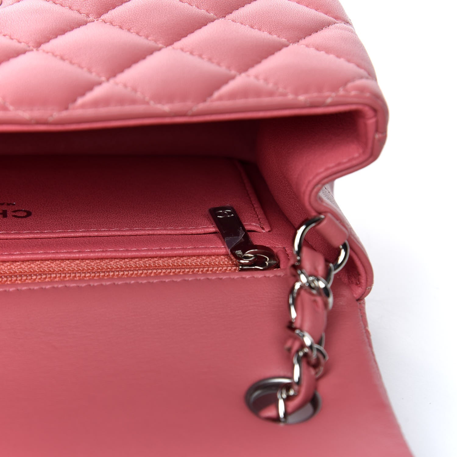 Chanel Lambskin Quilted Mini Rectangular Flap Pink 10 of 10