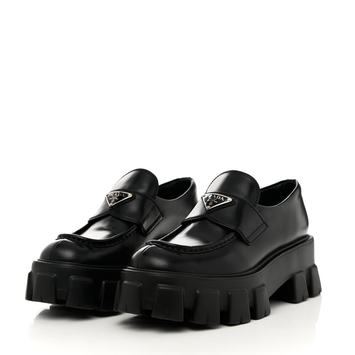 Spazzolato Rois Metal Triangle Logo Monolith 55mm Loafers 37.5 Black