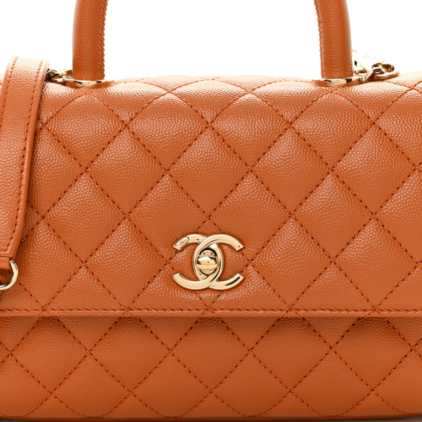 Caviar Quilted Mini Coco Handle Flap Light Brown