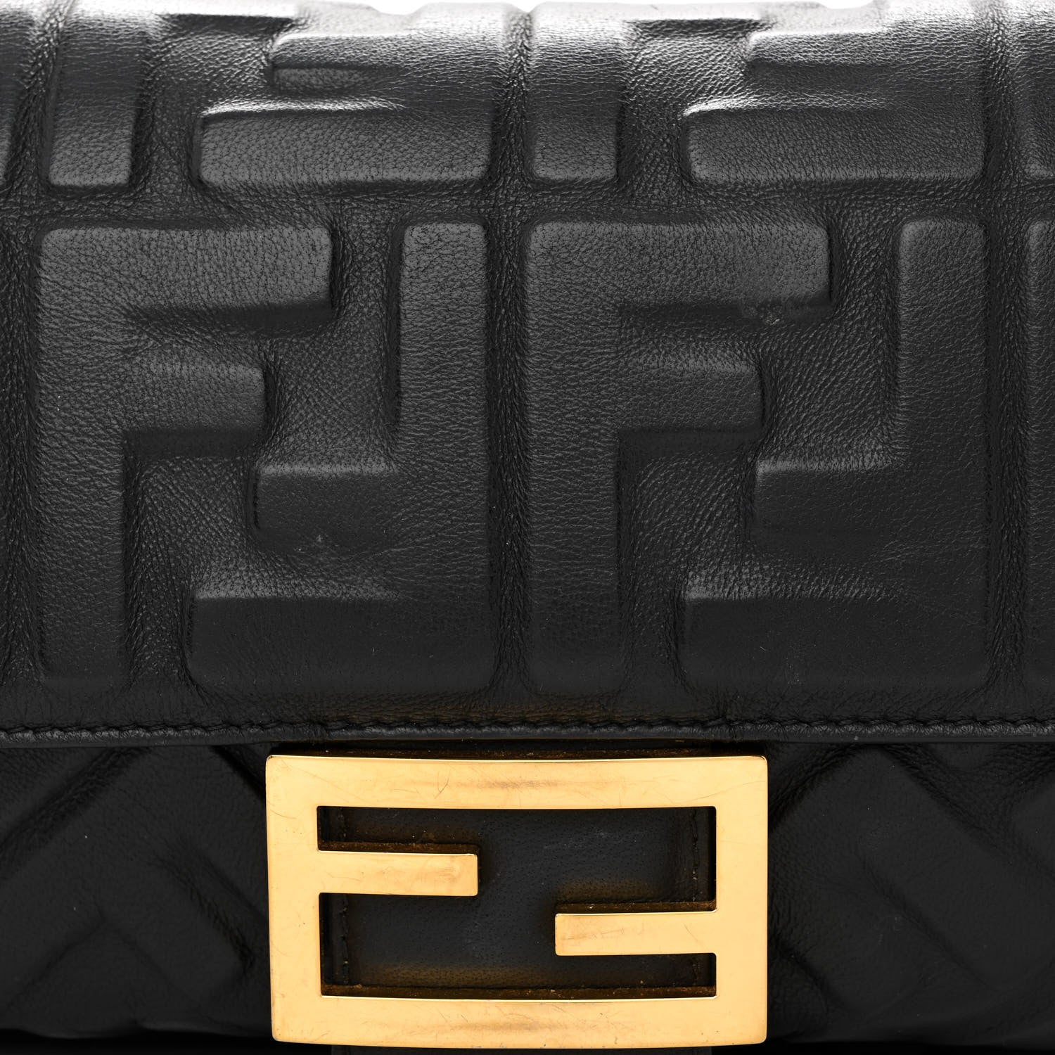 Fendi Nappa FF 1974 Embossed Baguette Black 9 of 14