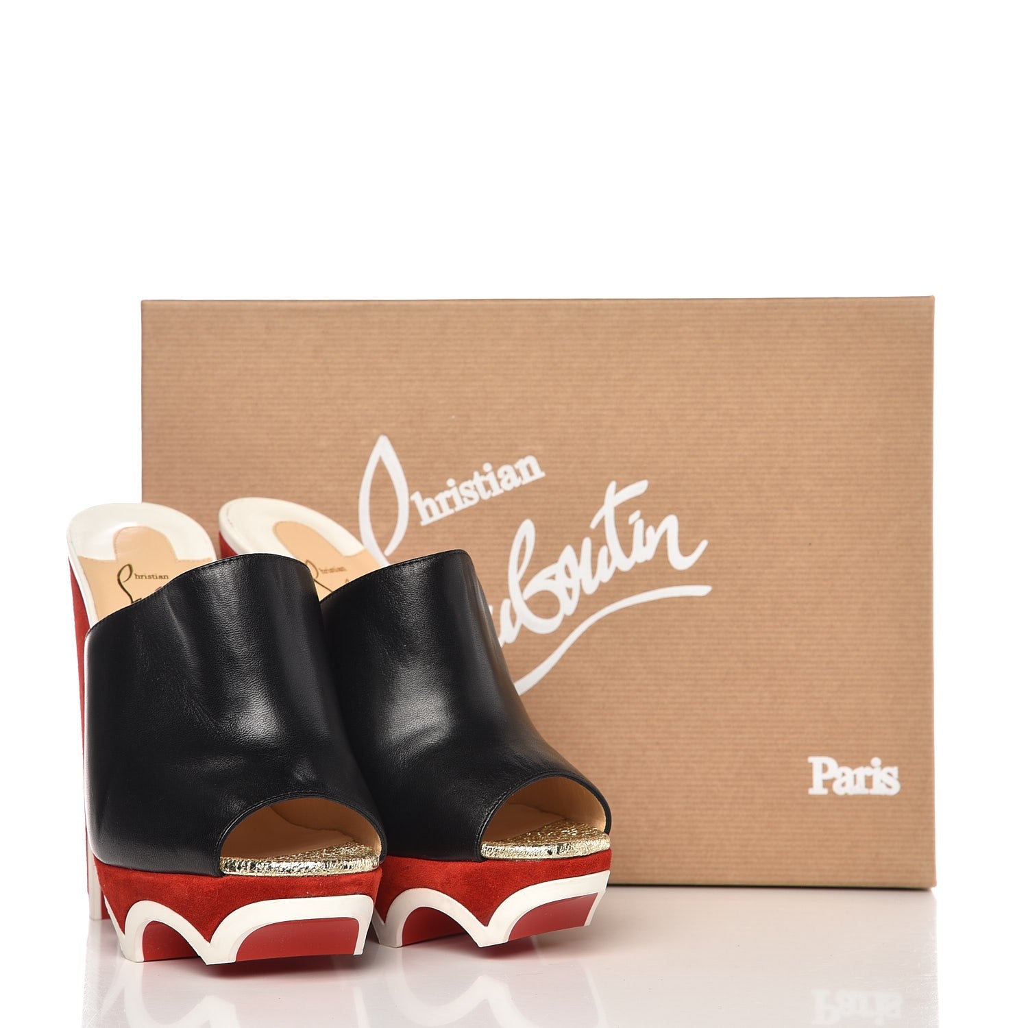Christian Louboutin Nappa Suede Mulacramp 140 Sandals 37.5 Black Red 8 of 8
