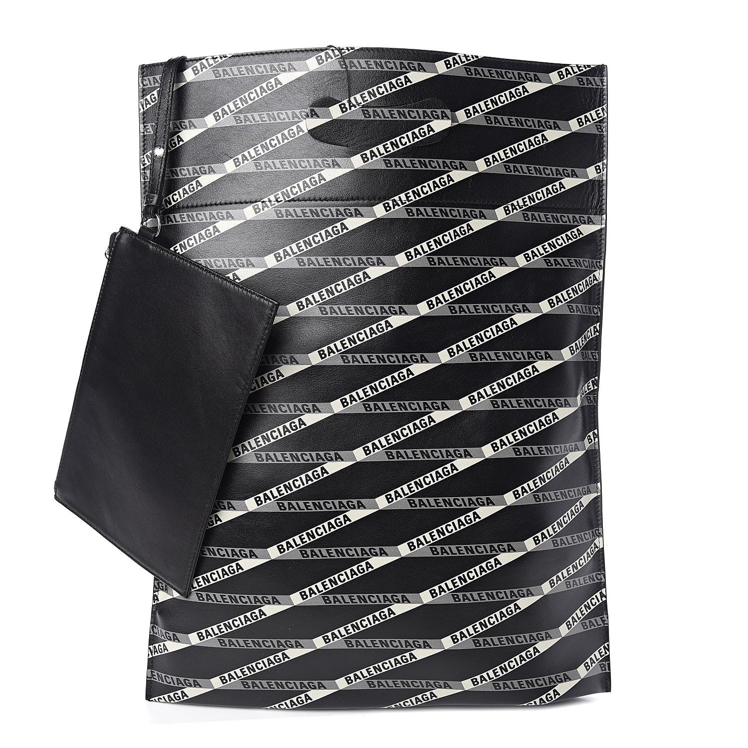 Balenciaga Calfskin Losange Monogram Plastic Tote Black Grey 1 of 9