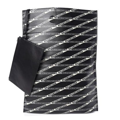 Balenciaga Calfskin Losange Monogram Plastic Tote Black Grey 1 of 9