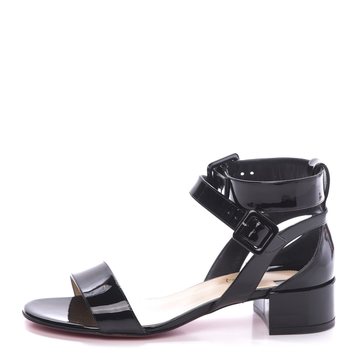 Christian Louboutin Patent Multipot 25 Block Heel Sandals 38 Black 1 of 11