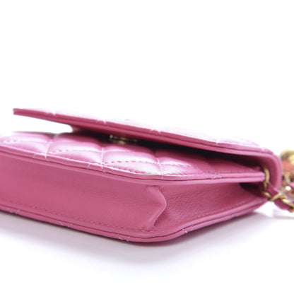 Chanel Lambskin Quilted Pearl Crush Clutch With Chain Pink 9 of 10