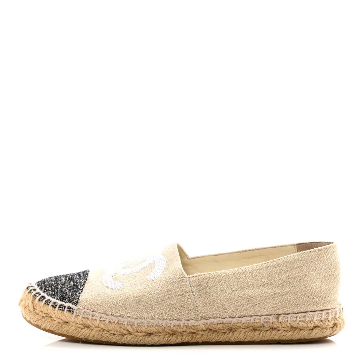 Toile Sequin CC Espadrilles 38 Beige Black