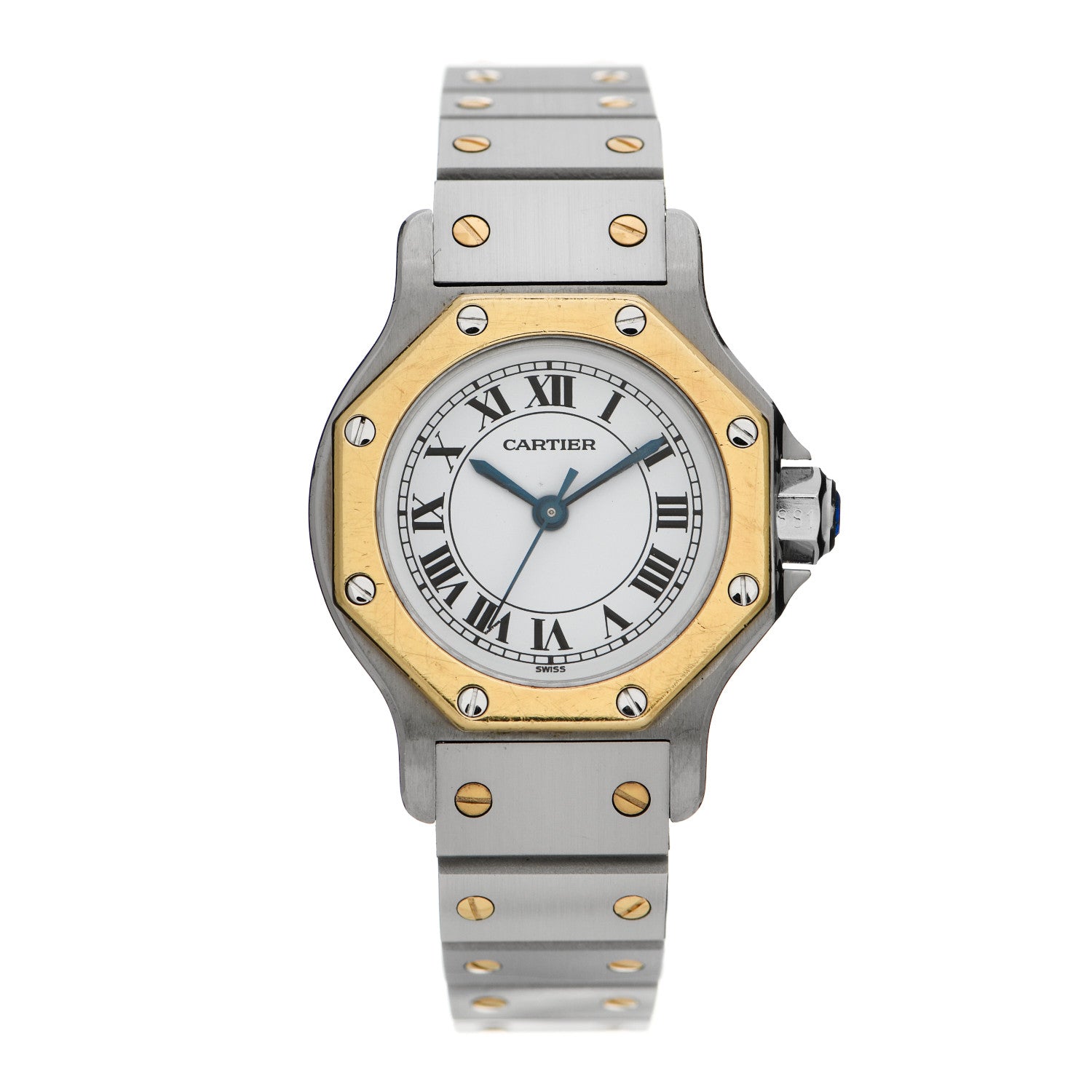 Cartier Stainless Steel 18K Yellow Gold 25mm Santos Octagon Automatic Watch 1 of 6