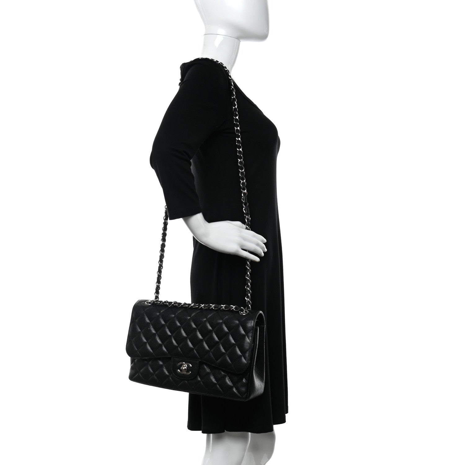 Chanel Caviar Quilted Jumbo Double Flap Black 2 of 18