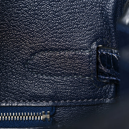 Hermes Shiny Porosus Crocodile Birkin 30 Bleu Marine 20 of 35