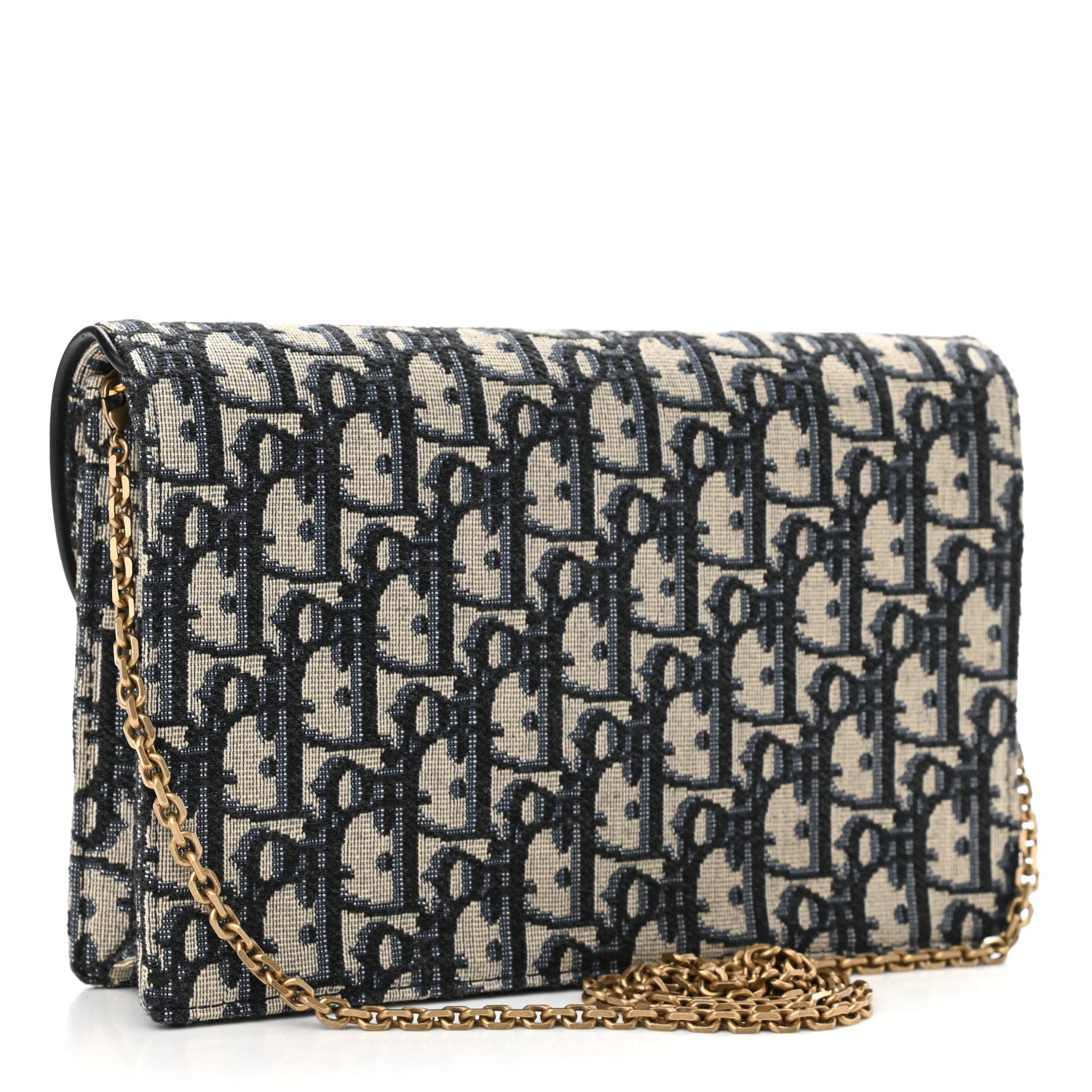 Christian Dior Oblique Saddle Chain Pouch Blue 2 of 9