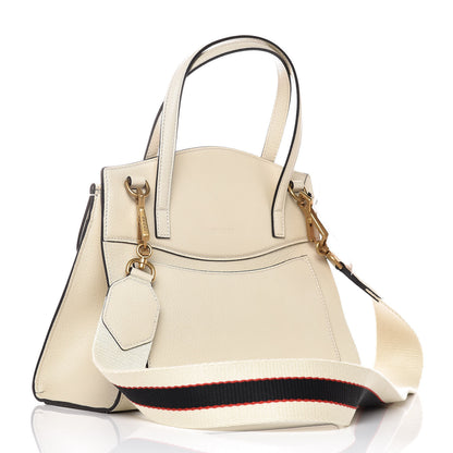 Gucci Grained Calfskin Web Stripe Butterfly Medium Totem Top Handle Bag White 3 of 7