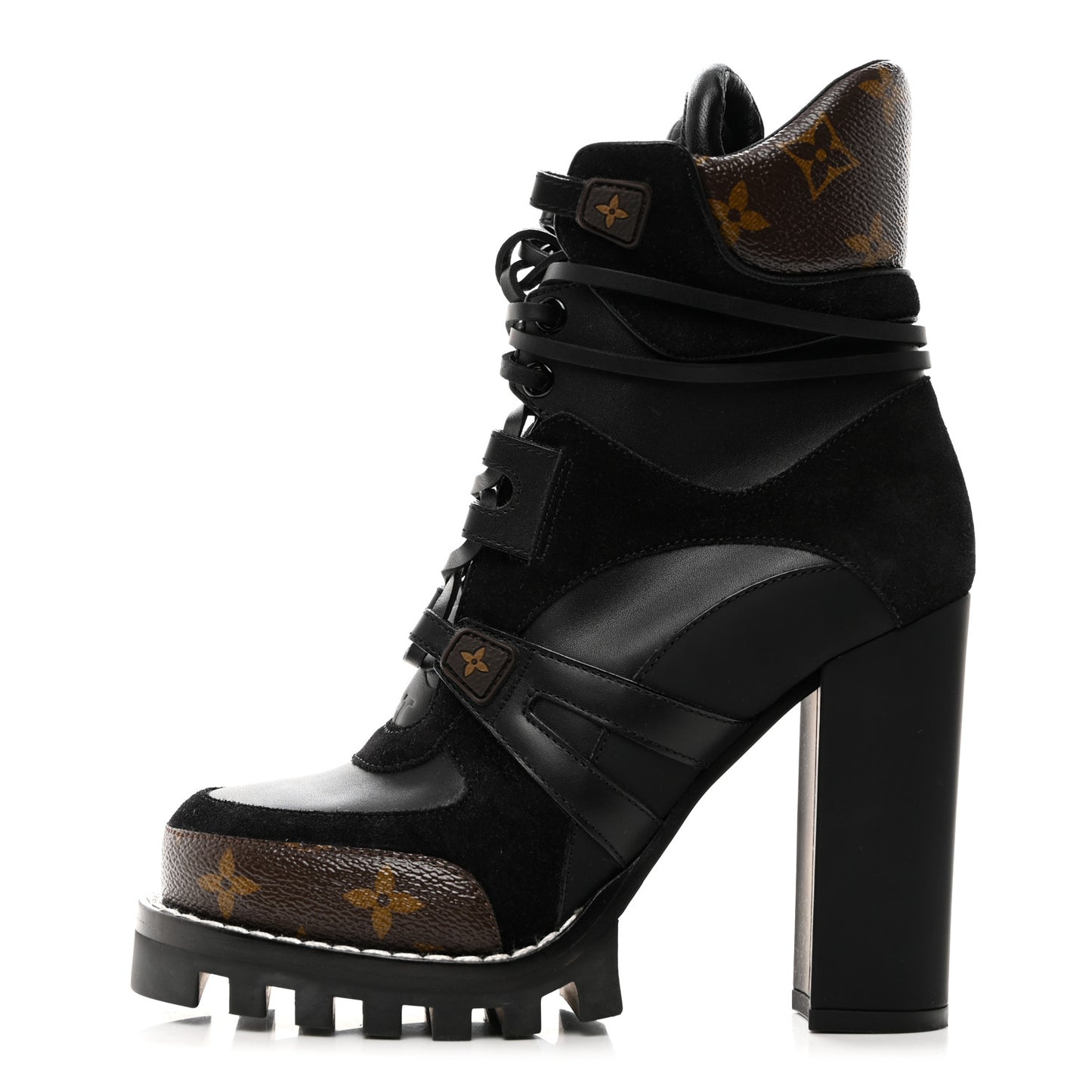 Suede Calfskin Monogram Star Trail Ankle Boots 36 Black