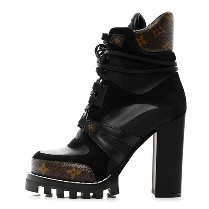 Louis Vuitton Suede Calfskin Monogram Star Trail Ankle Boots 36 Black 1 of 8