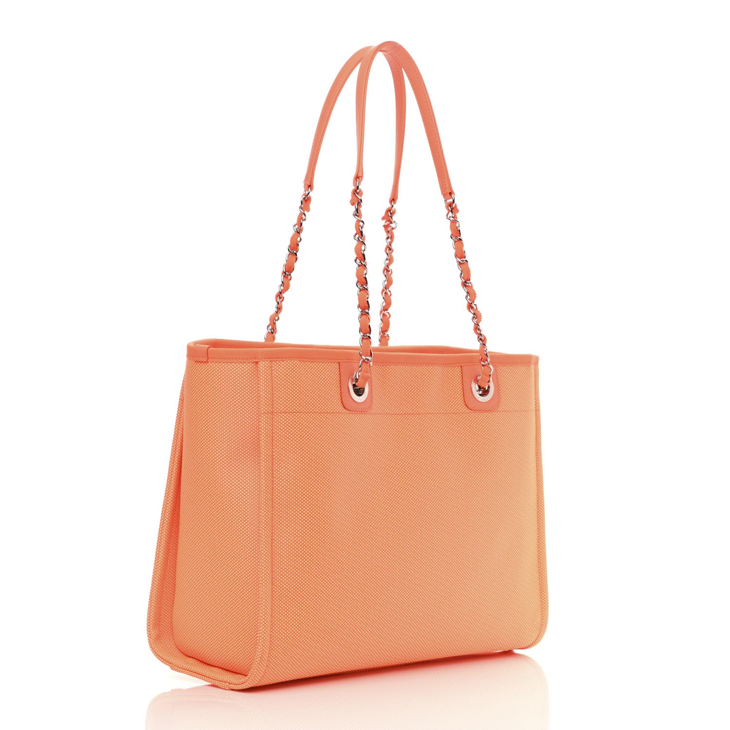 Chanel Mixed Fibers Calfskin Small Deauville Tote Orange Yellow 3 of 10