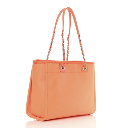 Chanel Mixed Fibers Calfskin Small Deauville Tote Orange Yellow 3 of 10