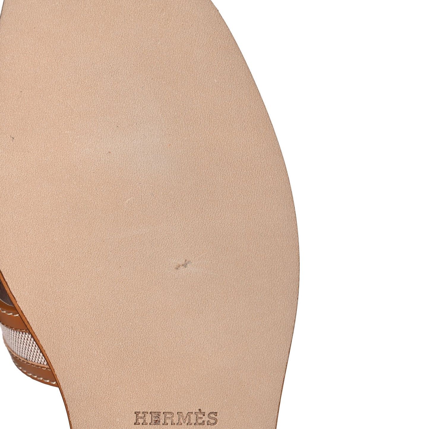Calfskin Canvas Oran Sandals 39 Noisette Beige Dore