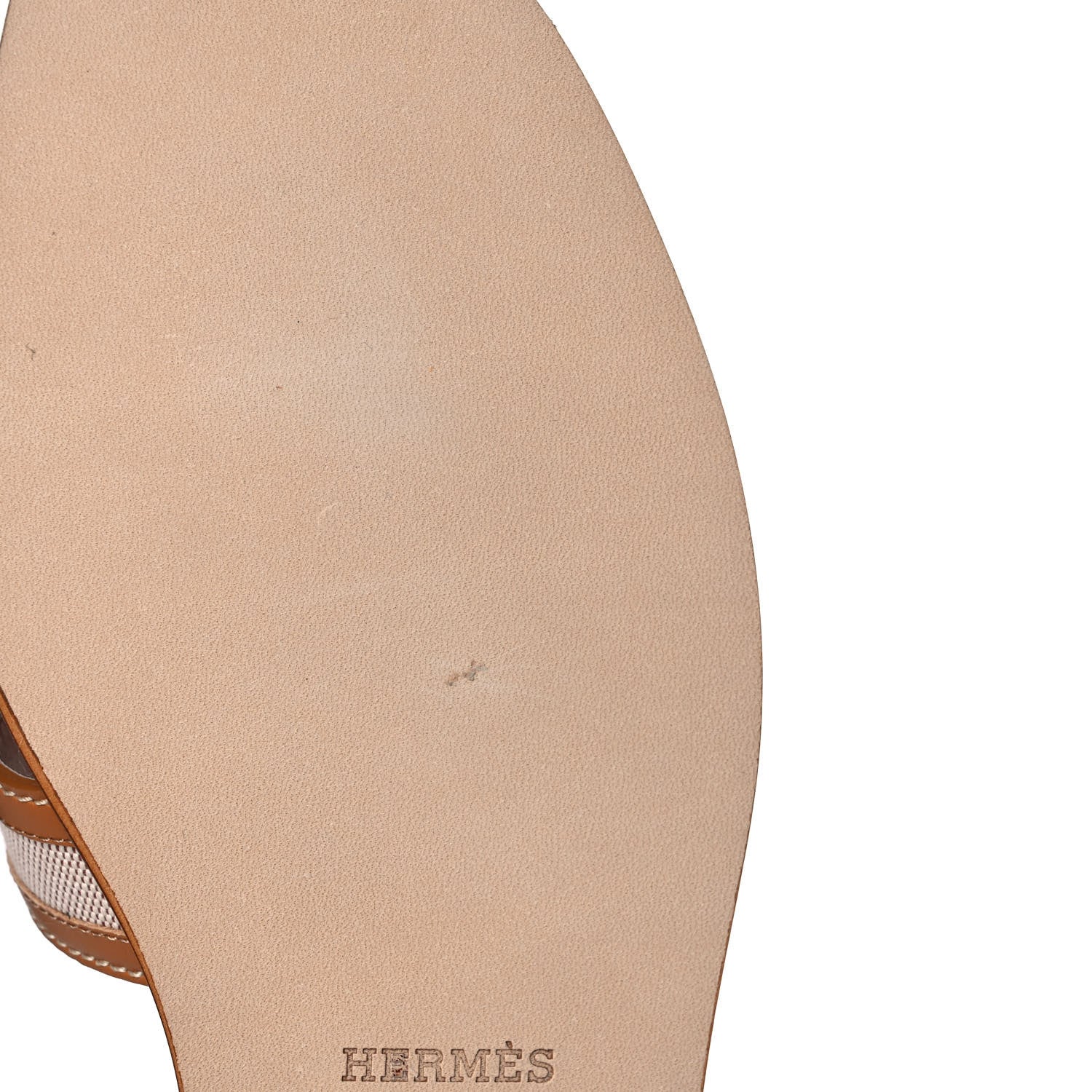 Hermes Calfskin Canvas Oran Sandals 39 Noisette Beige Dore 9 of 10
