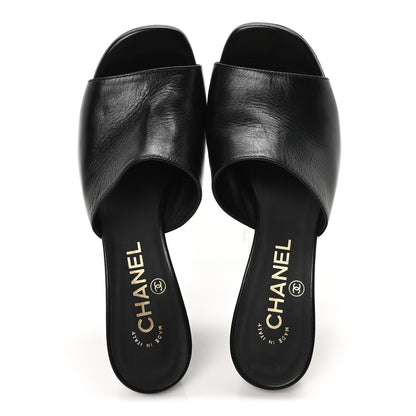 Chanel Shiny Goatskin Pearl Mule 37 Black 2 of 8