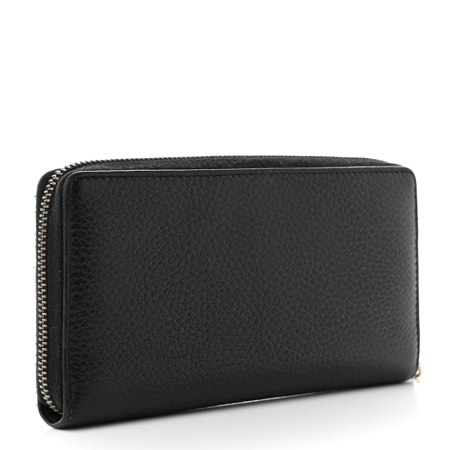 Calfskin GG Marmont Bow Zip Around Wallet Black
