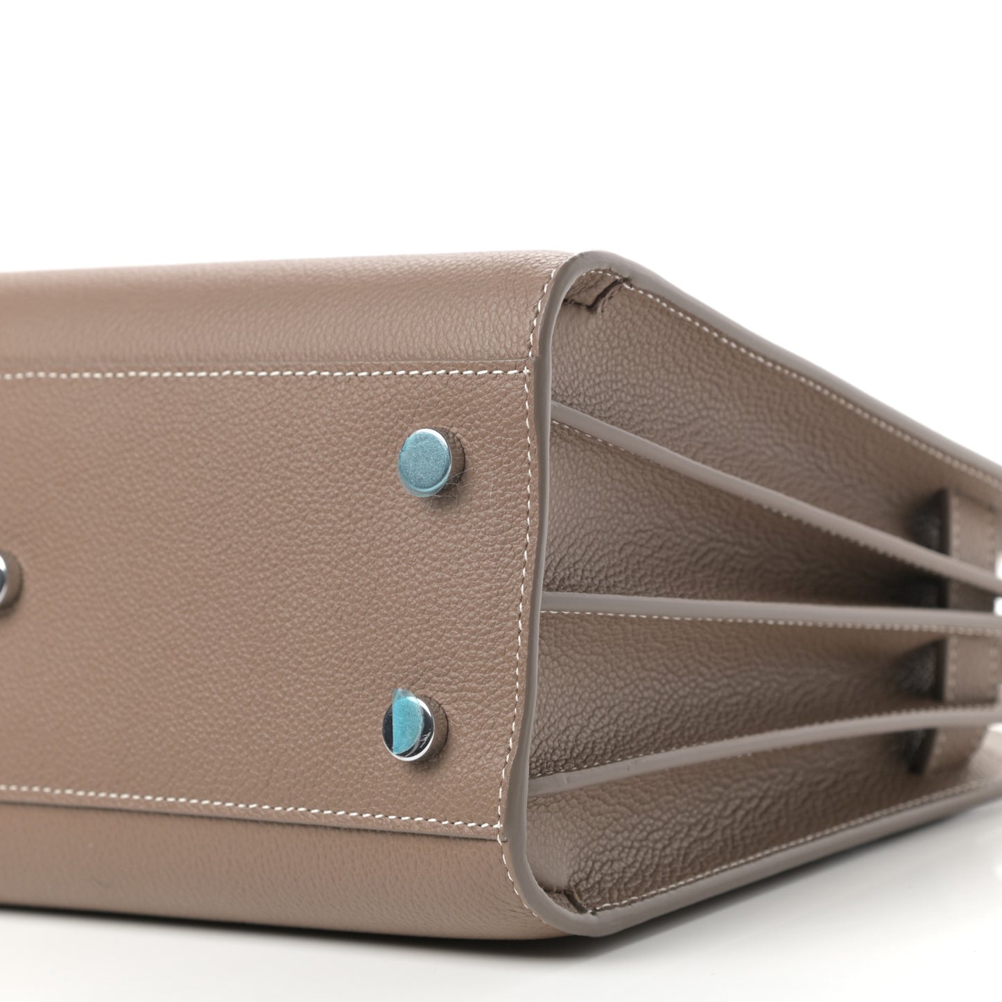 Grained Calfskin Topstich Baby Sac De Jour Taupe
