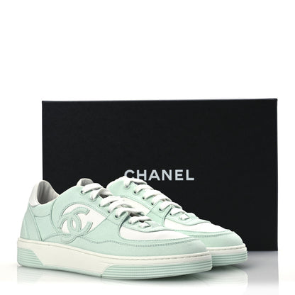 Chanel Cotton Sneakers 39.5 Light Turquoise White 9 of 9