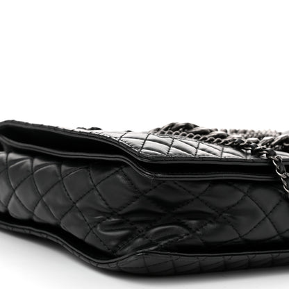 Chanel Calfskin Tweed Enchained XL Boy Flap Black 9 of 10