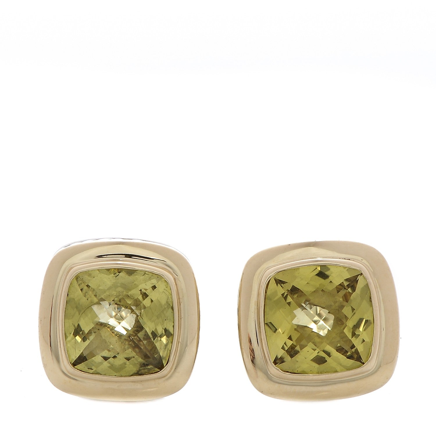 David Yurman Sterling Silver 18K Yellow Gold Peridot 11mm Albion Earrings 1 of 5