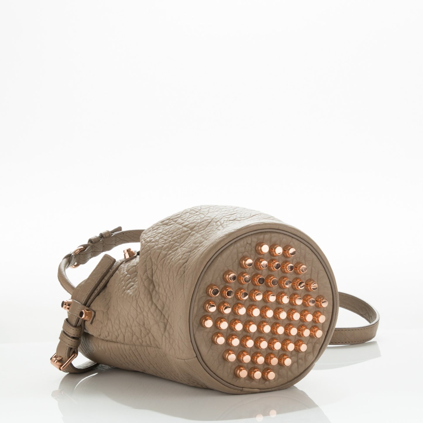 Pebbled Lambskin Diego Bucket Bag Latte