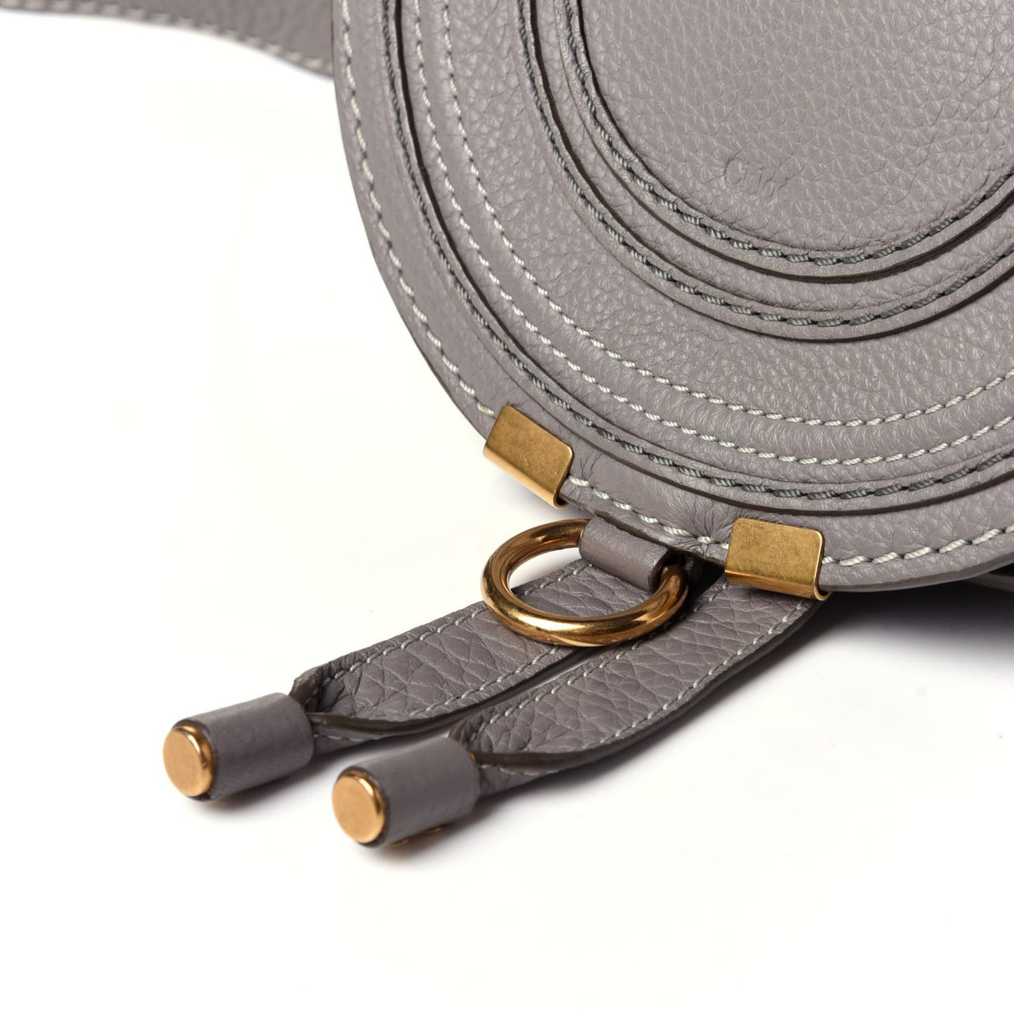 Calfskin Mini Marcie Round Crossbody Bag Cashmere Grey