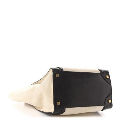 Celine Natural Canvas Smooth Calfskin Mini Luggage Cream 4 of 16