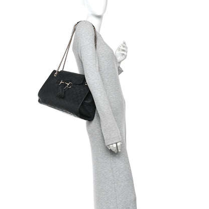 Gucci Guccissima Large Emily Chain Shoulder Bag Black 2 of 10