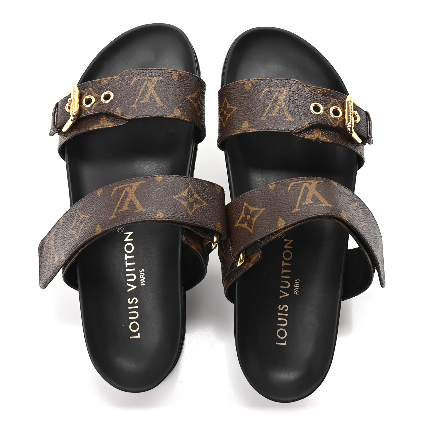 Louis Vuitton Monogram Bom Dia Mule Sandals 39 Black 2 of 10