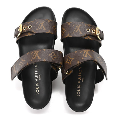 Louis Vuitton Monogram Bom Dia Mule Sandals 39 Black 2 of 10