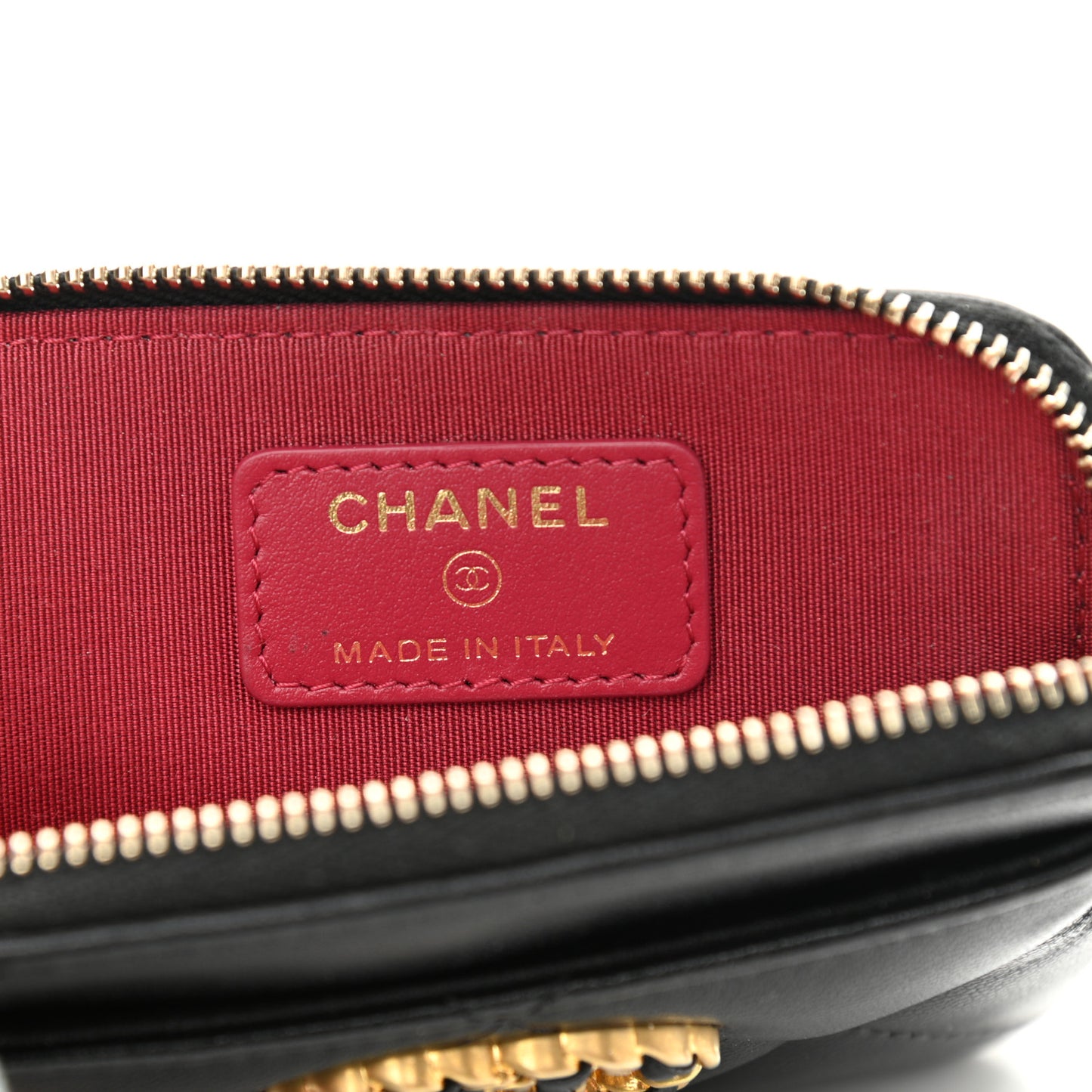 Lambskin Quilted Chanel 19 Zip Card Holder Wallet Black