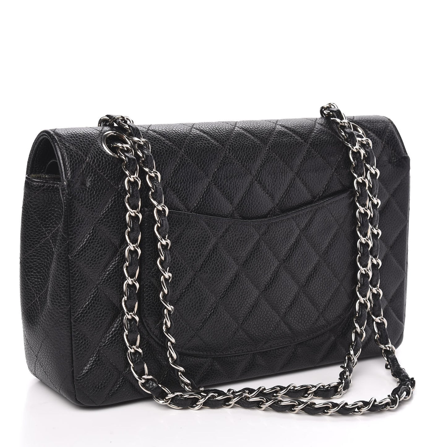 Caviar Quilted Medium Double Flap Black