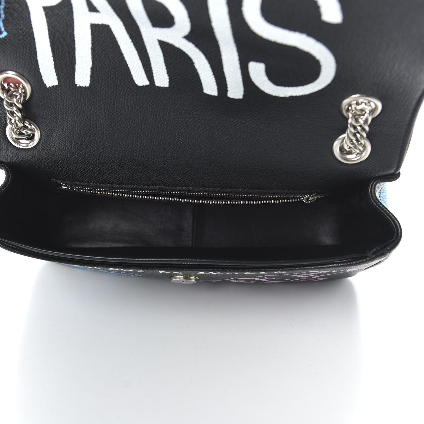 Grained Calfskin Graffiti M BB Round Shoulder Bag Black Multicolor