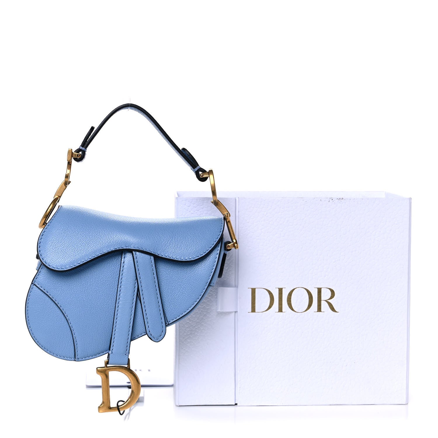 Christian Dior Goatskin Micro Saddle Bag Cornflower Blue 10 of 10