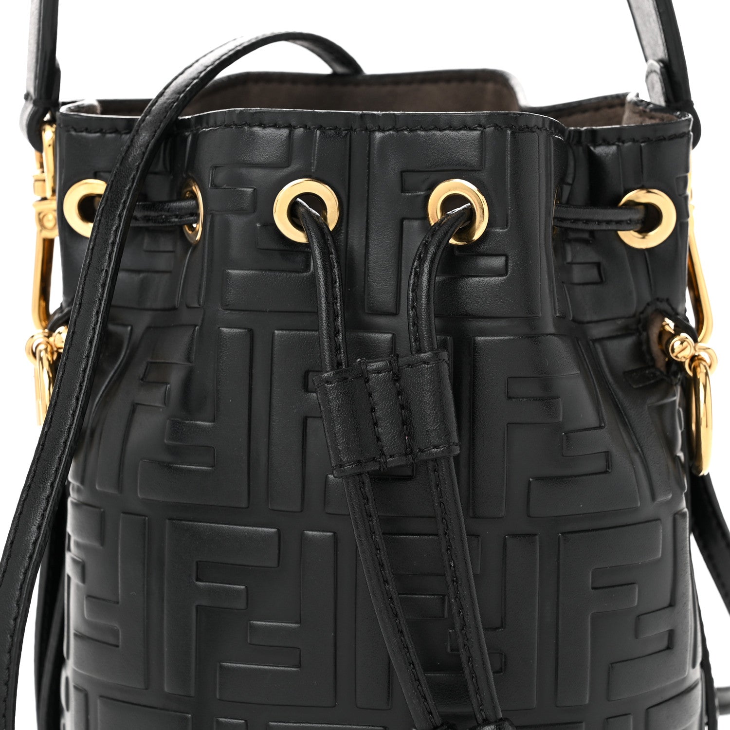 Fendi Vitello Liberty F is Fendi FF 1974 Embossed Mini Mon Tresor Bucket Bag Black 8 of 10