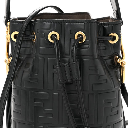 Fendi Vitello Liberty F is Fendi FF 1974 Embossed Mini Mon Tresor Bucket Bag Black 8 of 10