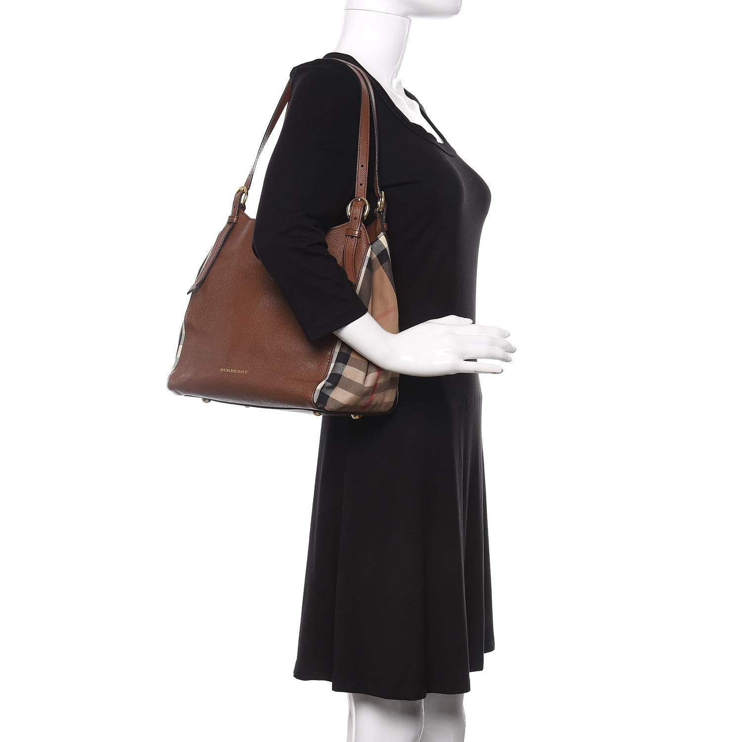 Burberry Grainy Calfskin House Check Small Canterbury Tote Tan 2 of 11