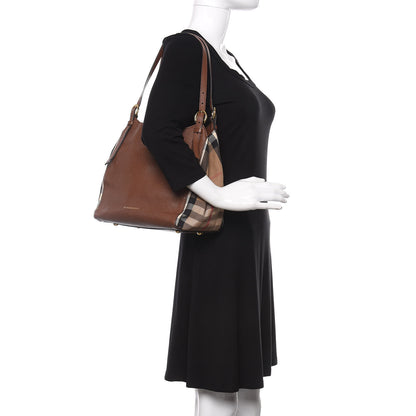 Burberry Grainy Calfskin House Check Small Canterbury Tote Tan 2 of 11
