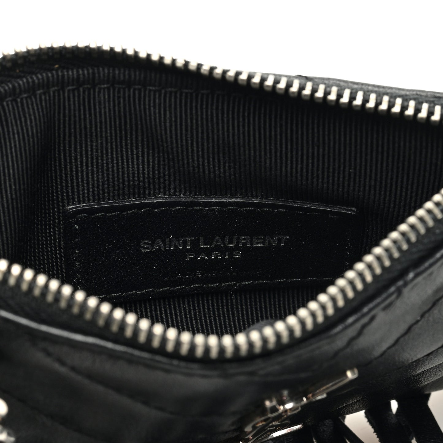 Calfskin Monogram Small Fringe Key Pouch Black